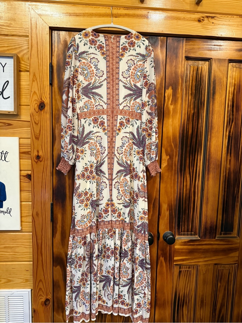NWT FLYING TOMATO Bohemian Floral Long Sleeve Maxi Dress, sz Large - Picture 2 of 4